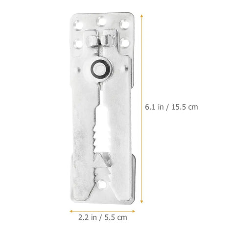 Heavy Duty Four Pack Sofa Connectors for Sectional Couches and Modular Sofas shown with dimensions, iron clamp design.