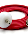 Pro Grade Pressure Pulse Transducer for Automotive Manifolds and Exhaust Systems in red with connectors, close-up view