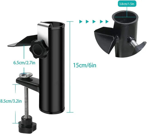 Durable Outdoor Patio Umbrella Clamp Stand And Deck Mount, Clip On Holder For Chairs, Easy Install, all weather metal