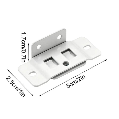 Heavy Duty Cabinet Corner Brackets with Screws, Right Angle Removable 90 Degree Braces for DIY Cabinets showing dimensions.