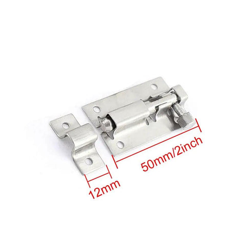 Security Door Window Latch 50mm 2 Inch Stainless Steel Sliding Bolt Lock for Interior Exterior Use Heavy Duty Gate Hasp on white background