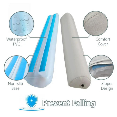 Inflatable Bed Rail Bumpers 2 Pack Anti Fall Guard For Elderly Bed Edge Safety 48 L X 8 W X 6 H with waterproof PVC and zipper design