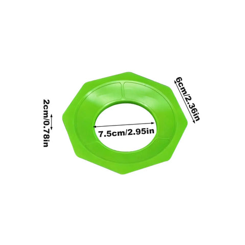 Straight Up Top Tier Bowling Ball Sanding Pad Holder Two Pack Ergonomic Polymer Stand, green with dimensions 7.5cm and 6cm.