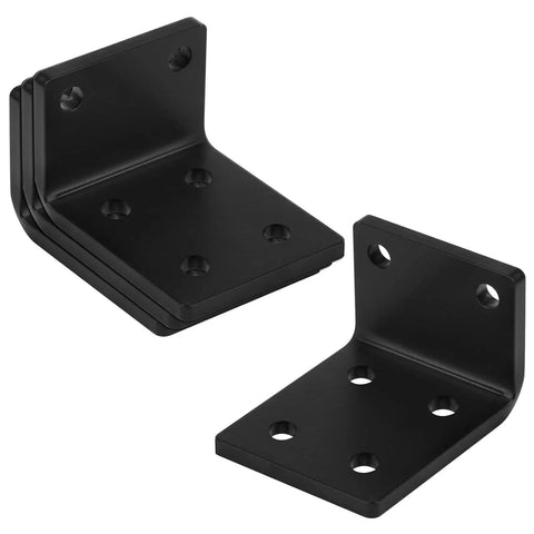 Badass Heavy Duty L Brackets 4 Pack 3 By 2 Inch Steel Corner Braces 4 Gauge Thick Angle Connectors in black finish.