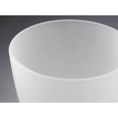 Close-up of white etched glass shade from Three Light Etched Glass Traditional Chandelier In Brushed Nickel Finish From Gather Collection