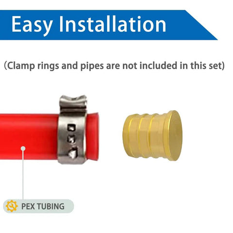 3/4 Inch PEX Barb Plug End Cap Brass Crimp Fittings Pack Of 10 For Water, Heating, Oil And Gas Lines, Lead Free Brass, Corrosion Resistant