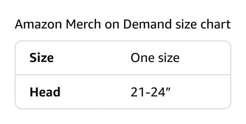 Amazon Merch on Demand size chart for Cool CNC Vise Gauge Trucker Hat With Adjustable Mesh Back in red, one size fits head 21-24 inches.
