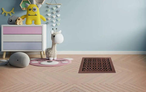 Durable Cast Aluminum Floor Register 8 By 12 Inches For Floors Walls And Ceilings Built To Last in a children's room setting.