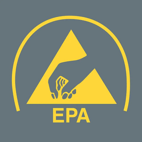 Yellow ESD protective symbol on gray background with EPA text for Micro ESD Adjustable Torque Screwdriver 2.0 To 6.0 Ncm With Quick Release Chuck