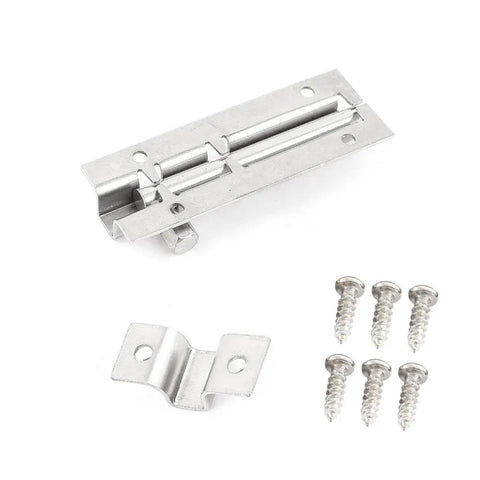 Security Door Window Latch 50mm 2 Inch Stainless Steel Sliding Bolt Lock with screws visible