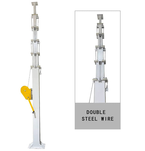 Hand Cranked Lifting Pole With A Manual Telescopic Mechanical Winch That Rolls Out To Five Meters for stability in hoisting cameras.