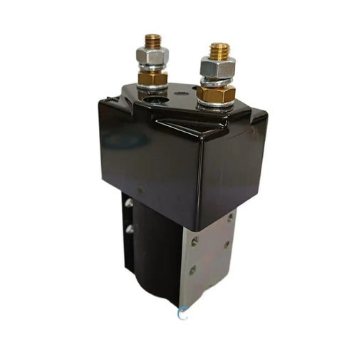 Heavy Duty 48 Volt 200A Solenoid Relay Switch Contactor SW180 For Electric Forklift Pallet Jack Stacker Durable Motor Contactors Viewed from side with connections.