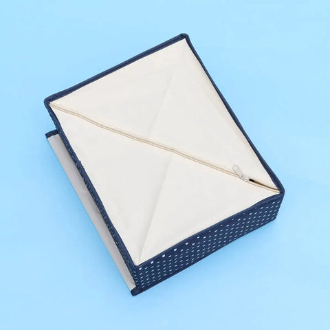 Grid Multi Compartment Underwear Storage Box Oxford Cloth Closet Organizer Collapsible Fabric Drawers seen from above with zipper.