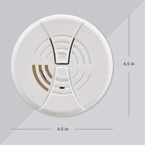 Top view of Keep Your Home Fortified With This Top Shelf Dual Ionization Smoke Alarm, measuring 4.5 inches, designed for easy mounting.