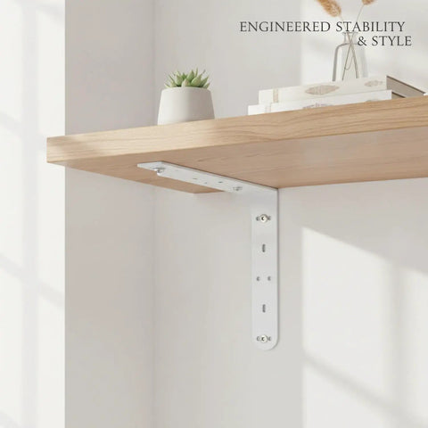 Beefy L Shaped Wall Mount Bracket For Floating Shelves And Cabinets White Q235 Steel Shelf Support under wooden shelf