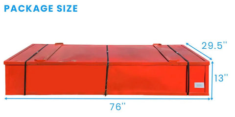 Package size of 20x20 Ft Open Canopy Shelter With No Interior Pole Heavy Duty 18 Oz PVC Build showing dimensions.