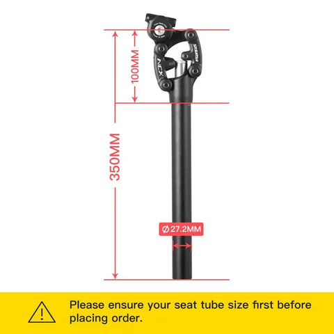 Suspension Bike Seatpost With Cover 27.2Mm Diameter By 350Mm Length With 50Mm Travel Preload Adjustable NCX SP12
