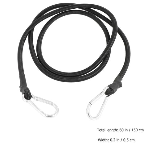 Heavy Duty Motorcycle Luggage Straps 4 Pack With Carabiners Elastic Tie Down Rope, black cord and carabiner ends shown