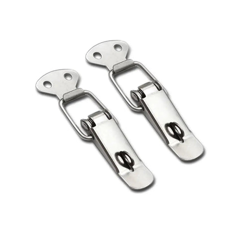 Heavy Duty Iron Toggle Hasp With Flat Beak Drawer Lock Box And Wooden Case Fixed Clasp Buckle That Slams Tight For Secure Storage closed