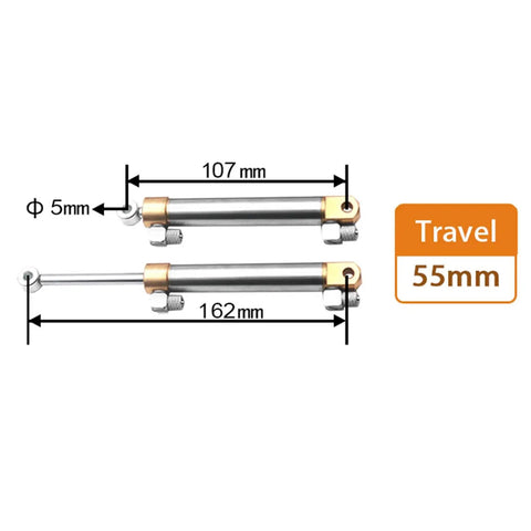 RC Model Mini Hydraulic Cylinder Stainless Steel Spare Parts Precision Machined Inner Wall For Smooth Action 55 mm Stroke