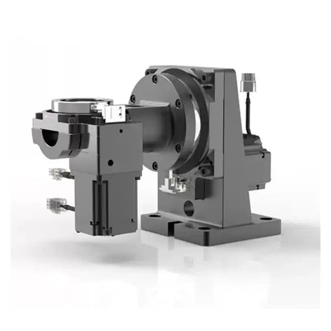 Straight Up Precision 4TH And 5TH Axis Motorized Hollow Rotating Platform Indexing Rotary Table For CNC Rotation Stage With Stepper Driver For Robotic Arm Marking Tasks, close-up view.
