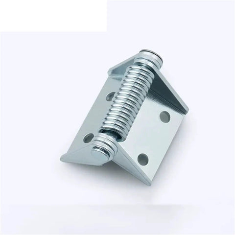 Heavy Duty Tension Hinges With Large Self Closing Spring For Load Bearing Doors Quick Install Works Across Office Kitchen And Bathroom Spaces Durable Hardware For High Traffic Doors 1 Piece. Silver metal hinge with spring mechanism.