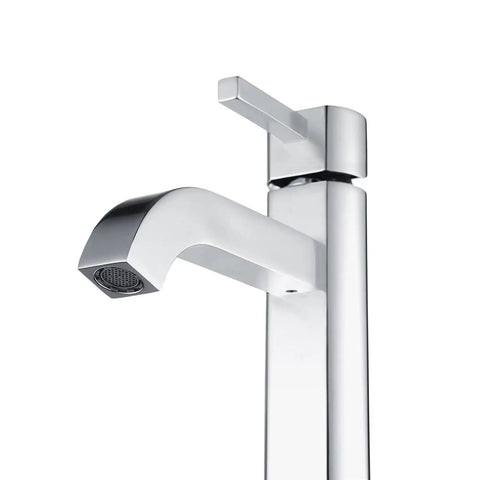 Ramus Single Handle Vessel Sink Bathroom Faucet Chrome Finish For A Slick Modern Bath, 1-Hole Mount, High Arc Spout
