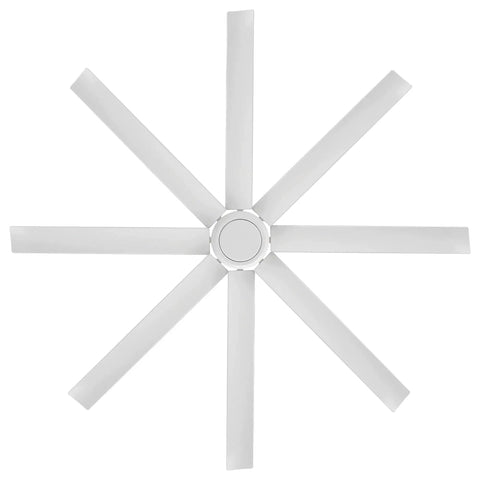 Heavy Duty 66 Inch Outdoor Ceiling Fan With Remote Control In Matte White showcases eight blades and a sturdy center mount.