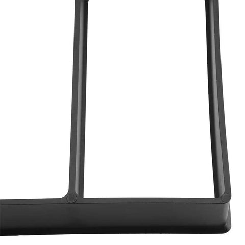 Close-up of reusable concrete molds for walkways and patios, rounded-edge, black PP resin, 40x40x4 cm, DIY path maker paver molds.