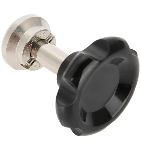 Close-up of the Long Handle Watch Opener Set With 7 Dies Aluminum Alloy Case Wrench 5537 showing black knob detail