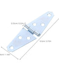 Set Of 6 Heavy Duty 4 Inch Silver T Strap Hinges For Barn Gates And Exterior Doors Premium Steel Build With Mounting Screws Knockout Grip For Everyday Swings, displaying a silver steel hinge with measurement details.