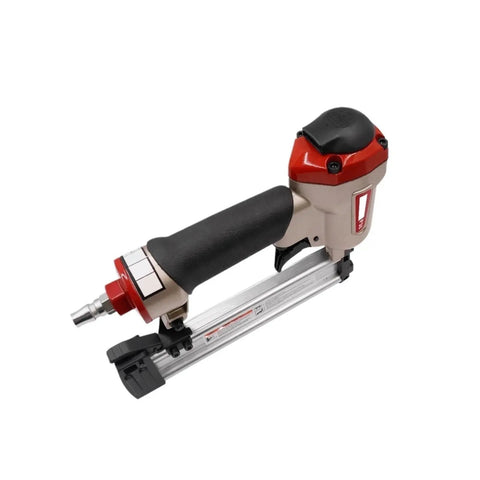 Pro Grade 18 Gauge Pneumatic Brad Nailer And Construction Stapler For Furniture Upholstery And Woodworking, side view.
