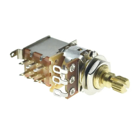 Full Brass Shaft Push Push Pot For Guitar And Bass With Audio Taper Potentiometer A250K 16mm Shaft And USA Thread