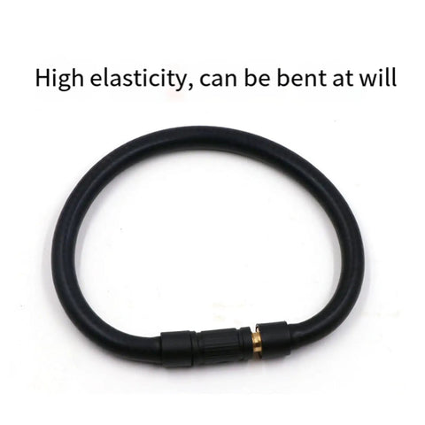 Built Tough Universal Threaded Air Inflator Hose With Copper Aluminum Connector, flexible black hose with metal coupling, versatile use.