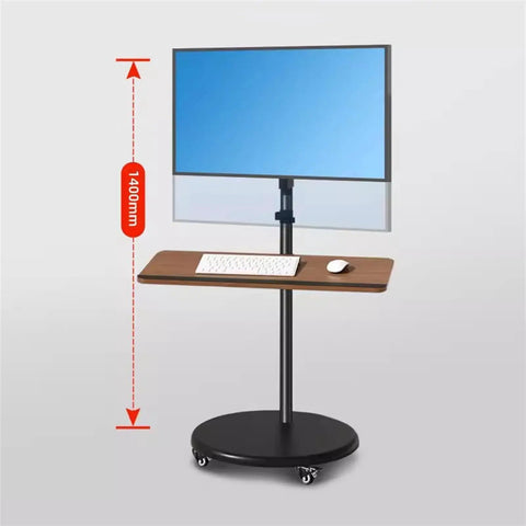 Level Up Your Daily Grind With This Dual Monitor Gas Spring Stand Featuring Height Adjustable Rolling Base and Integrated Keyboard Tray.