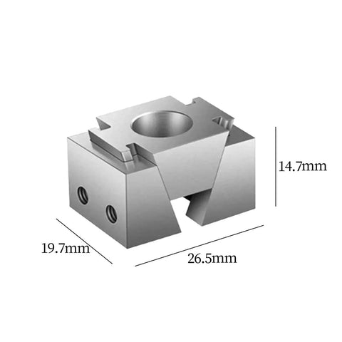 Heavy Duty Badass Precision CNC Machining Wedge Clamping Block dimensions 26.5mm x 19.7mm x 14.7mm for metalworking fixtures.