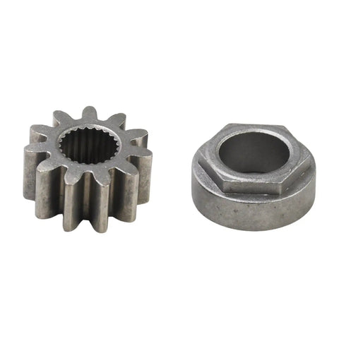 Heavy Duty Steering Pinion Gear And Bushing Hex Flange Replacement Kit with a splined gear and hex nut for lawn tractors.