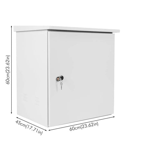 One Piece Dustproof Outdoor Electrical Junction Box Enclosure For Network Equipment Weatherproof Exterior Box With Easy Access Cover And Durable Waterproof Housing, white metal 60cm x 45cm x 60cm
