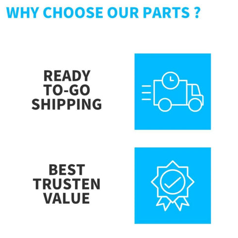 "Why Choose Our Parts" graphic with icons for ready-to-go shipping and best trusten value.