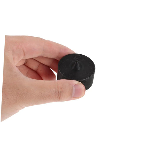 KALLORY 6 Pack Shaft End Protectors For Grip-O-Matic Pullers, hand holding black rubber cap for spindle protection.