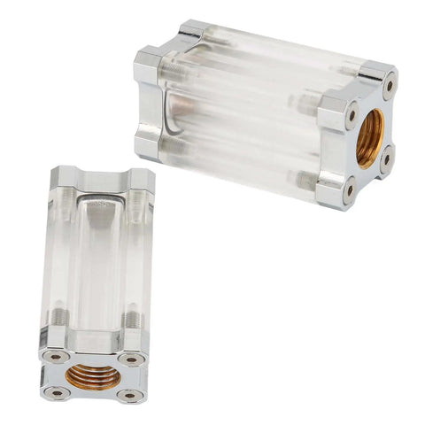 Check out this slick EABCHAML 40 Mesh Inline Water Cooling Filter, clear acrylic body with brass G1/4 threads, ideal for PC cooling.
