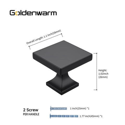 5 Pack Matte Black Square Cabinet Knobs For Kitchen And Bath Zinc Alloy Hardware Handles And Drawer Pulls Durable Build