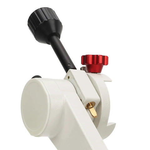 Close-up of Rock Solid Telescope Mount With 360 Degree Horizontal And Vertical Movement, Micro Adjustment Knob, showing adjustment knobs.