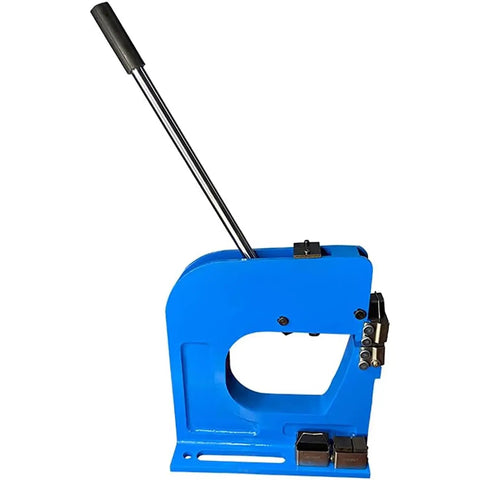Sweet Deal Manual Sheet Metal Shrinker Stretcher With Bombproof Hardened Jaws And Sure Comfort Grip For Custom Hot Rod Bodywork and Garage Metal Shaping, blue handheld tool with long handle.