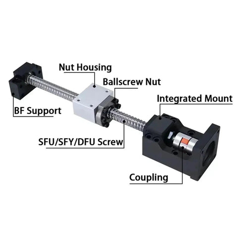 Heavy Duty Ballscrew Kit SFU1610 C7 Grade 16mm Rod With Ball Nut And Coupler For Router Build 450Mm Length Nema23 Step Motor Setup, ball screw assembly
