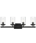 Brushed Brass 5 Light Farmhouse Vanity Lights With Clear Glass Shades, Modern Wall Sconce In Black Finish For Sleek Wall Mount Fixture