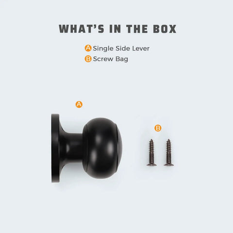 2 Pack Matte Black Dummy Door Knob Set For Single Sided Interior Use On Pantry, Closets, And French Double Doors Non Turning Push Pull Knob, parts layout