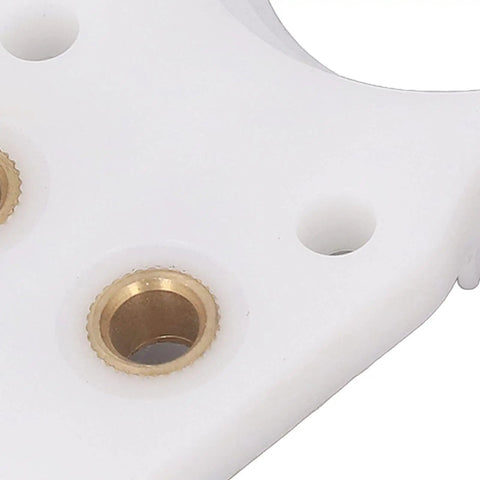 Close-up of Heavy Duty Abs Tool Clamp For Cnc Machines Robust Precision Auto Fixing Jig showing brass inserts and white ABS material.