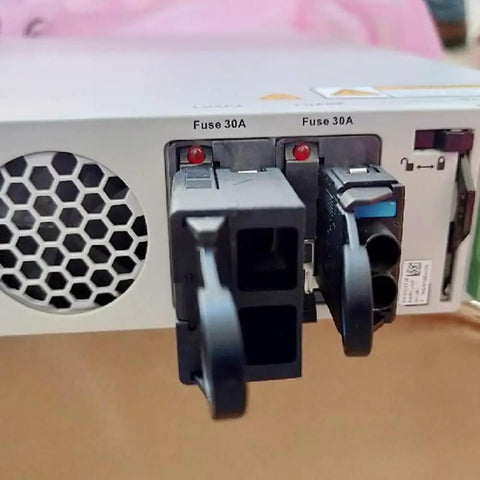 Beefy High Frequency Switching Power Supply For EPU03D 57V 25A Tested Ready To Power Up Your Rig With Stable Performance Plug And Play Durable And Safe For Precision Electronics. rear view, 30A fuse ports