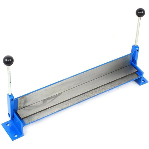 Heavy Duty 760mm Sheet Metal Brake, Adjustable 0 To 90 Degree Steel Bender, Built Tough Bending Machine For Up To 1.2mm Thickness, Shop Ready Workbench Tool That Gets The Job Done Right in blue with two handles.